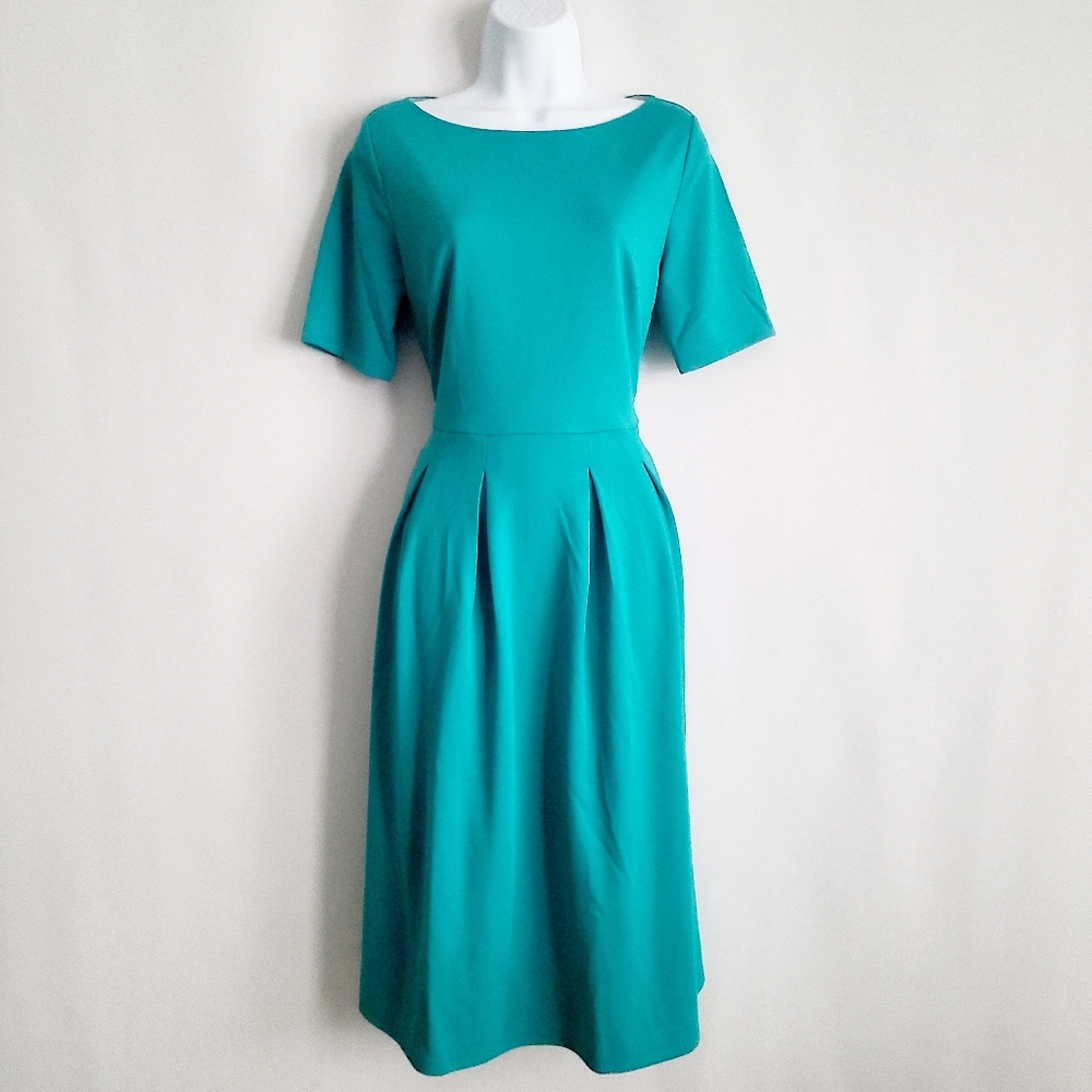 Teal Side Pocket Midi Dress